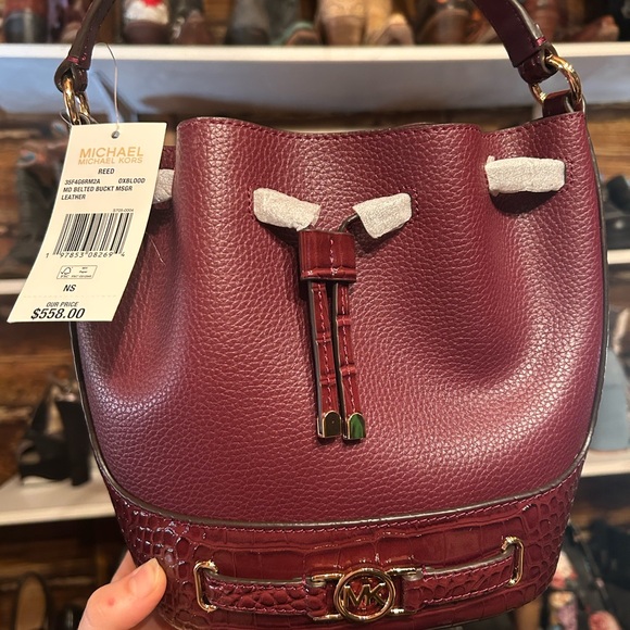 Michael Kors Red Leather Bucket Bag - Picture 5 of 7